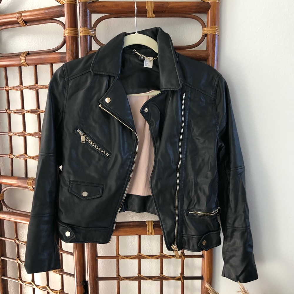 Cropped H&M Leather Moto Jacket